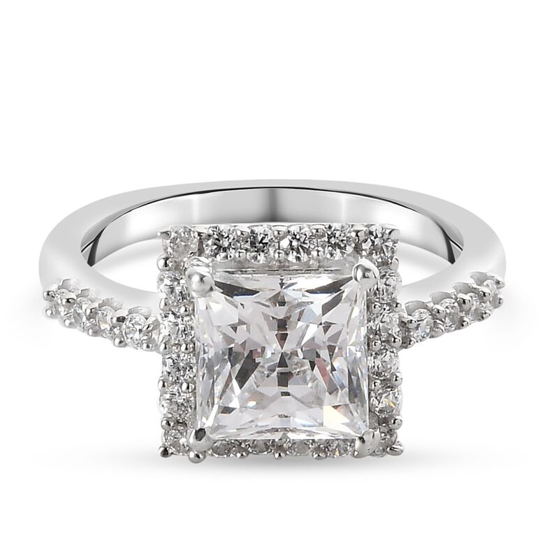 LUSTRO STELLA Hergestellt mit ZIRKONIA Ring 925 Silber Platin-Überzug (Größe 21.00) ca. 4,05 ct image number 0