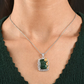 EVER TRUE AA Malachit Anh&auml;nger mit  316L Edelstahlkette ca. 50 cm, nickelfreies Messing ca. 24,00 ct.