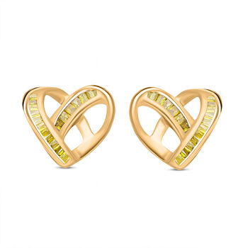 Gelbe Diamant Ohrstecker, 925 Silber Gelbgold Vermeil, ca. 0.15 ct