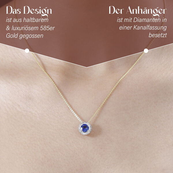 AAA Tansanit und Diamant Anhänger in 585 Gold - 1,06 ct. image number 3