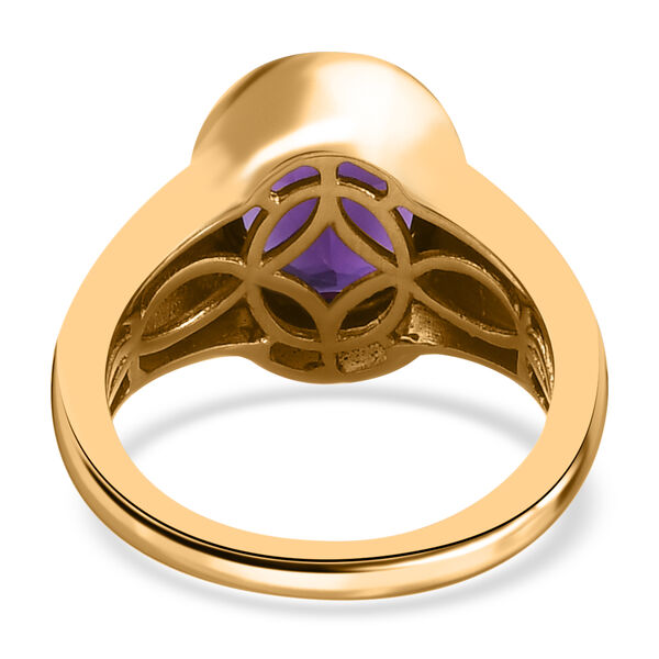 Lusaka Amethyst Solitär Ring 925 Silber 585 Vergoldet image number 6