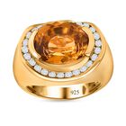 Citrin, Weißer Zirkon Ring, 925 Silber Gelbgold Vermeil, (Größe 17.00) ca. 5.50 ct image number 3