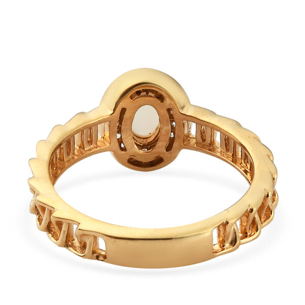 Nat&uuml;rlicher &Auml;thiopischer Opal und Zirkon Ring 925 Silber vergoldet  ca. 0,45 ct image number 6