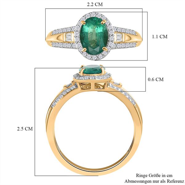 AAA Kagem sambischer Smaragd und Diamant-Ring in 585 Gelbgold - 1,38 ct. image number 7