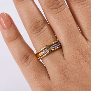 D'Joy 2er-Set nat&uuml;rliche goldene Tansanit und Tansanit Ringe - 1 ct.