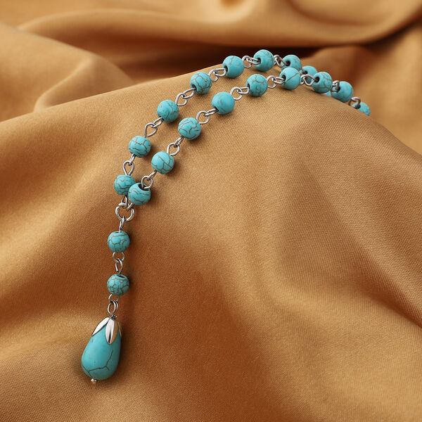 Blaue Howlit Halskette, 45+5 cm, silberfarben ca. 49,50 ct image number 2