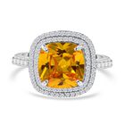 LUSTRO STELLA - Gelber Zirkonia, Wei&szlig;er Zirkonia Ring, 925 Silber rhodiniert (Gr&ouml;&szlig;e 19.00) 9.62 ct