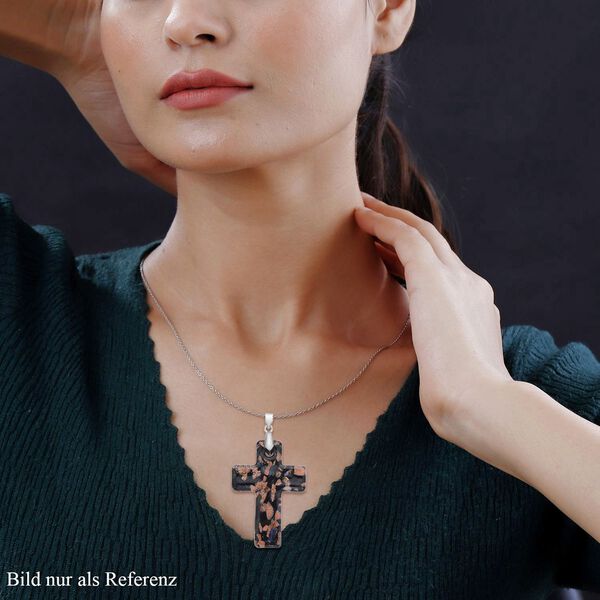 Kreuz-Anhänger im Murano-Stil  mit 60cm Kette, Schwarz image number 2