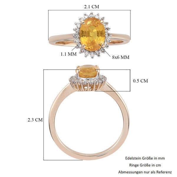 AA Gelber Saphir und Diamant Ring 375 Gelbgold image number 6