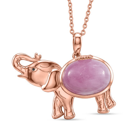 EVER TRUE Kunzit, Schwarzer Spinell Schmuckset ca. 50 cm, Ros&eacute;goldfarben, ca. 11.59 ct