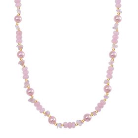 Rosa Muschelkernperle, Rosenquarz Halskette ca. 45 cm+ 5 cm Extender, Std Gelb