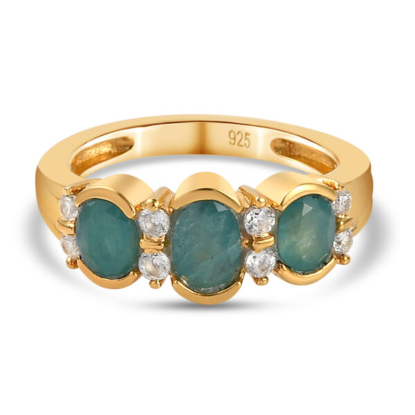 Grandidierit und Zirkon-Ring, 925 Silber vergoldet  ca. 1,43 ct