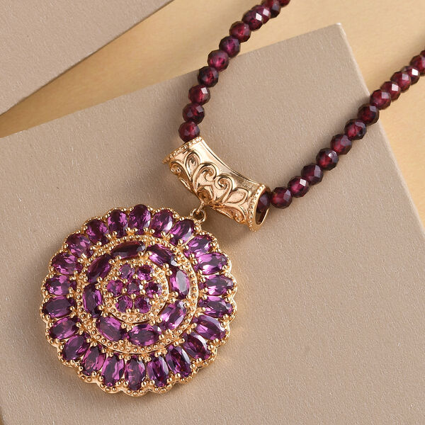 Rhodolith Granat Halskette ca. 50 cm 925 Silber vergoldet ca. 123,60 ct image number 3