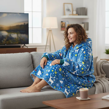 Doppellagige Hoodie-Decke mit Sherpa-Futter, superweich, 126 x 98 cm, Winter