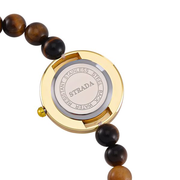 Gelbes Tigerauge Uhren Reiner Edelstahl Bicolor flexibel ca. 50,00 ct. image number 6