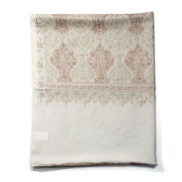 Premium Kollektion: Bestickter Schal aus Merinowolle und Naturseide, 70 x 190 cm, elfenbein image number 5