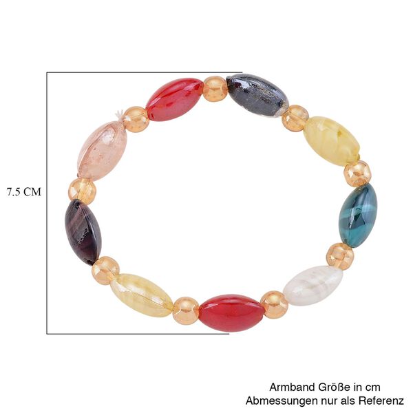 Mehrfarbige Glas-Perlen 53,25cm Halskette und flexibles Armband im Murano-Stil image number 8