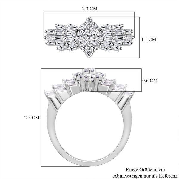LUXURIANT 1 ct. VS-EF Labor Diamant Ballerina Ring, 925 Silber platiniert image number 4