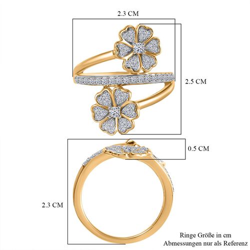 LUXURIANT DIAMOND- SI Labor Diamant floraler Bypass-Ring, 925 Silber 750 Gelbgold Vermeil - 0,50 ct. image number 6
