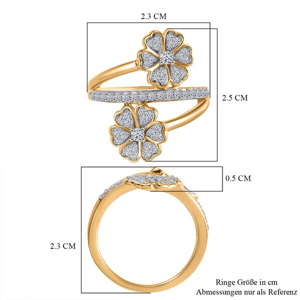 LUXURIANT SI Labor Diamant floraler Bypass-Ring, 925 Silber 750 Gelbgold Vermeil - 0,50 ct. image number 6
