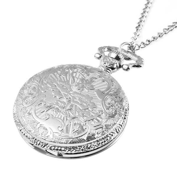 Strada - Taschenuhr im Sonne und Mond Design, japanisches Uhrwerk, silberfarben image number 4