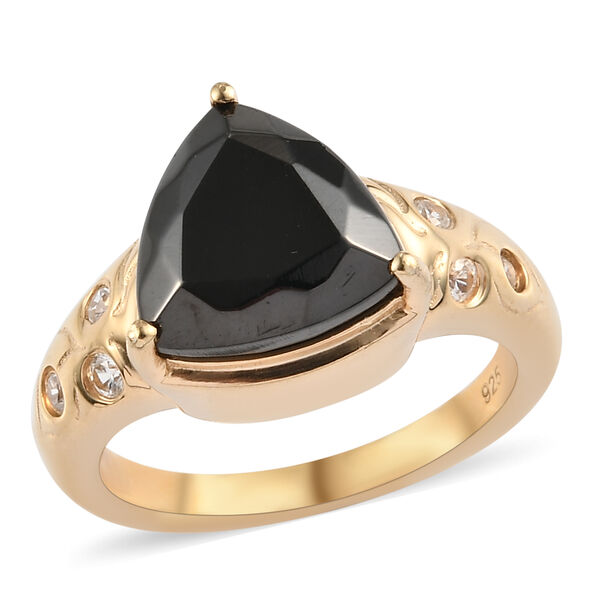 Elite Shungit und Zirkon Ring 925 Silber vergoldet  ca. 2,34 ct image number 4