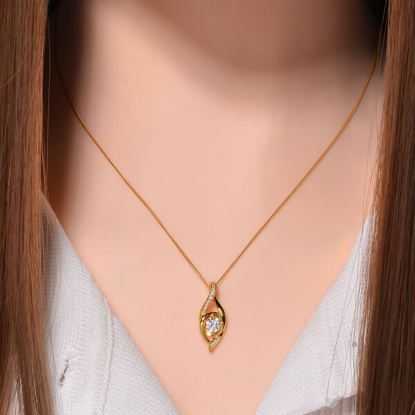 Moissanit Anhänger mit 45cm Kette , 925 Silber Gelbgold Vermeil - 0,70 ct. image number 2