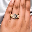 Natürlicher Äthiopischer Opal und schwarzer Spinell Ring 925 Silber platiniert image number 1