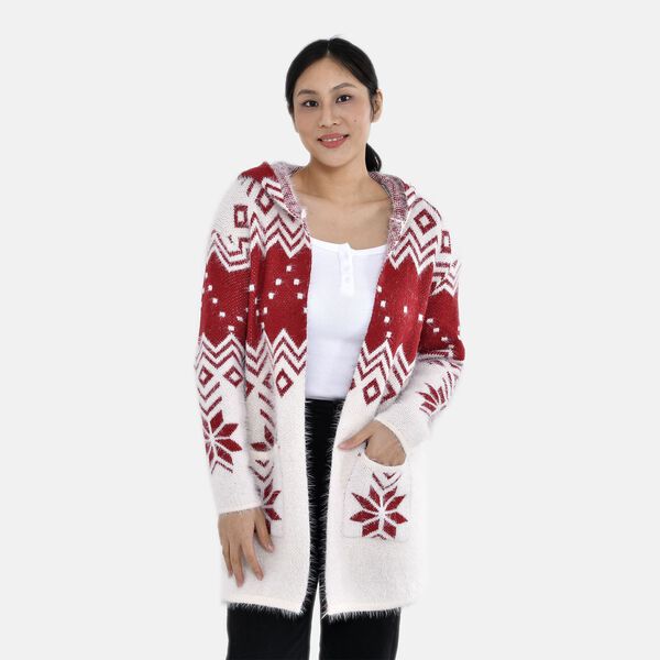 Winter-Kapuzenpullover mit 2 Taschen, Wei&szlig; image number 3