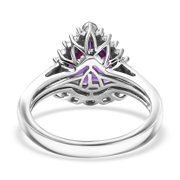 LUXURIANT DIAMOND- zertifiziert und gepr&uuml;ft AAA Labor Lila Saphir und Labor Diamant Ring in 417 Wei&szlig;gold - 3,87 ct. image number 4