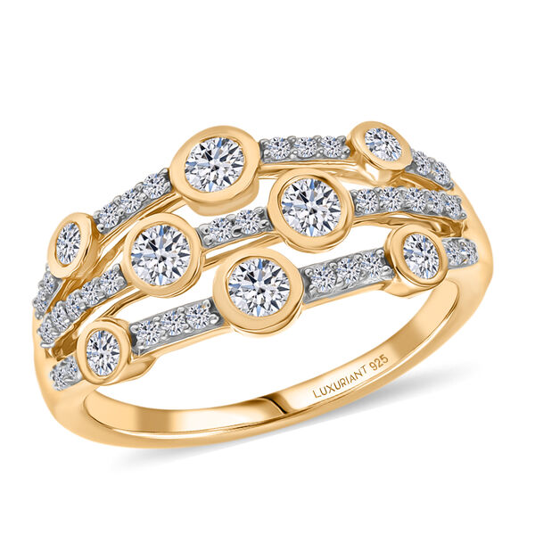 LUXURIANT DIAMOND - Lab Grown Diamant SI-GH SGL zertifiziert Ring 925 Silber 750 Gelbgold Vermeil (Gr&ouml;&szlig;e 17.00) ca. 1,00 ct image number 3