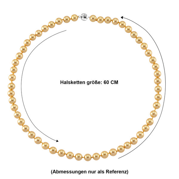Goldene Muschelkernperle (9-11 mm) Halskette ca. 60 cm 316L Edelstahl image number 6