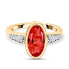 Padparadscha Triplette Quarz und weißer Zirkon-Ring, 925 Silber vergoldet (Größe 21.00) ca. 2.33 ct