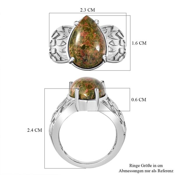 Unakite Ring, Silberton, (Größe 18.00) ca. 6.78 ct image number 7