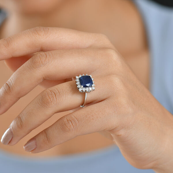 D'Joy AA diffundierter blauer Saphir und Moissanit Ring - 4,53 ct. image number 2
