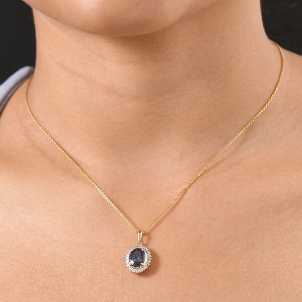 LUXORO AAA Pfau Tansanit und Diamant Anh&auml;nger in 585 Gold - 3,48 ct. image number 3