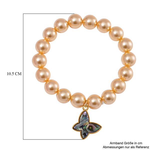Goldene Muschelkernperle, Abalone Muschel Armband BR-Stretch Standard gelb vergoldet image number 5