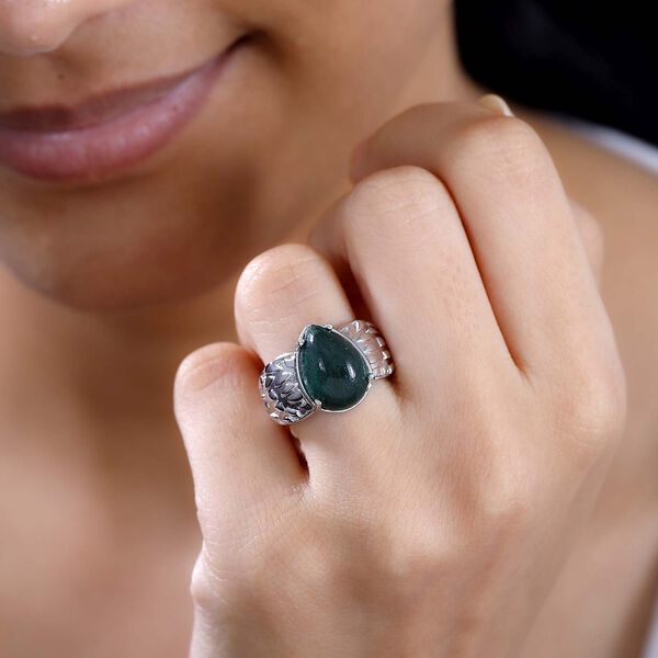 Gr&uuml;ner Aventurin Ring Messing (Gr&ouml;&szlig;e 16.00) ca. 6,02 ct image number 3