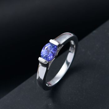 AA Tansanit Ring 925 Silber rhodiniert (Gr&ouml;&szlig;e 19.00) ca. 0,65 ct