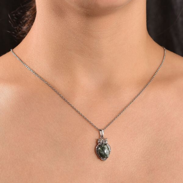 Sibirischer Seraphinite Schmuckset Edelstahl ca. 4,72 ct. image number 2