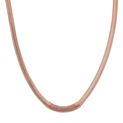 DESIGNER-INSPIRIERT Rosa Kristall Halskette ca. 50 cm + 5 cm extender, Reiner Edelstahl, Ros&eacute;gold plattiert