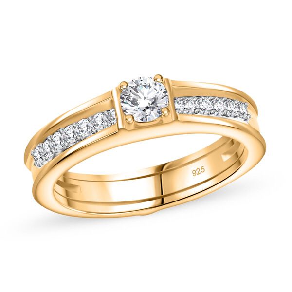 2er-Set Moissanit Ringe, 925 Silber 750 vergoldet - 0,48 ct. image number 4