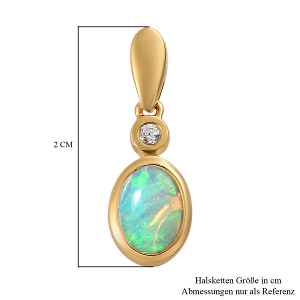Nat&uuml;rliche, &auml;thiopische Opal und wei&szlig;e Zirkon-Ohrringe, 925 Silber vergoldet ca. 1,11 ct image number 6