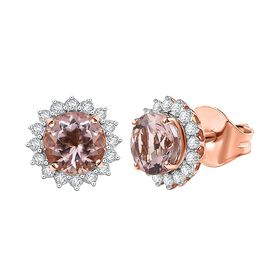 AAA Morganit, Weißer Diamant Ohrringe 417 Gold ca. 3,51 ct.
