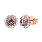 AAA Morganit, Weißer Diamant Ohrringe 417 Gold ca. 3,51 ct.