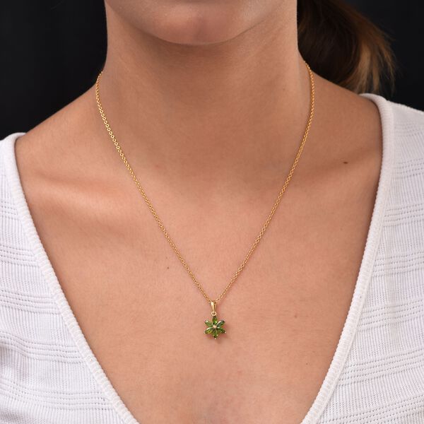 Nat&uuml;rlicher Chromdiopsid-Anh&auml;nger, 925 Silber vergoldet ca. 0,94 ct image number 3