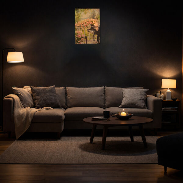 LIVMORE Kirschbl&uuml;ten Park Motiv LED Wandbild mit Glasfaser Lichteffekt 30 x 40 cm image number 2