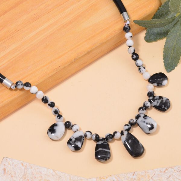 Zebra Jaspis, Weißer Kristall Halskette, ca. 45 cm, ca. 101.65 ct image number 2