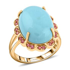LUXORO zertifiziert und geprüft AAA Sleeping Beauty Türkis und Padparadscha Saphir Ring in 417 Gold - 9,75 ct.