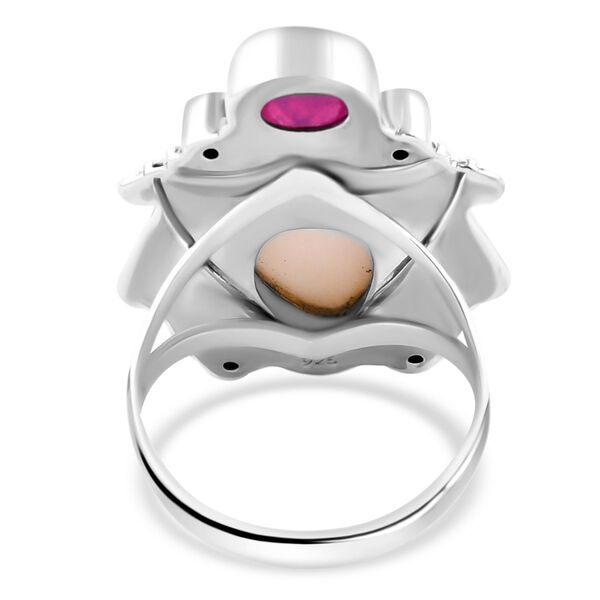 Sajen Silver- Ochse Knochen, afrikanischer Rubin, Sleeping Beauty Türkis und Chromdiopsid-Ring- 3,82 ct. image number 6